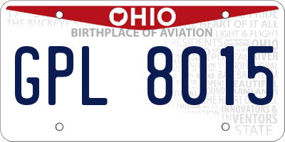 OH license plate GPL8015