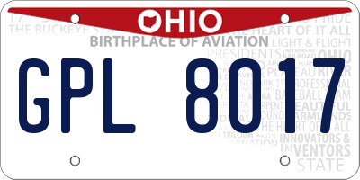 OH license plate GPL8017