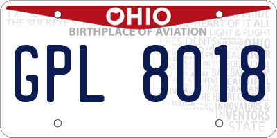 OH license plate GPL8018
