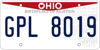 OH license plate GPL8019