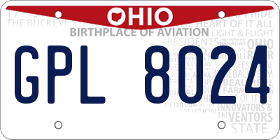 OH license plate GPL8024