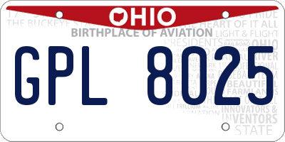 OH license plate GPL8025