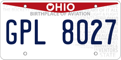 OH license plate GPL8027