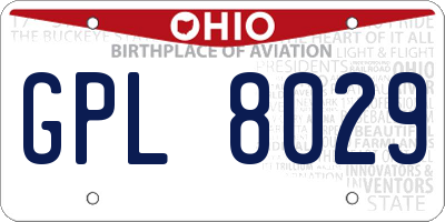 OH license plate GPL8029
