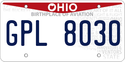 OH license plate GPL8030