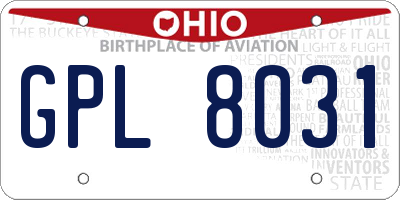 OH license plate GPL8031