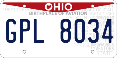 OH license plate GPL8034