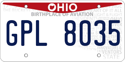 OH license plate GPL8035