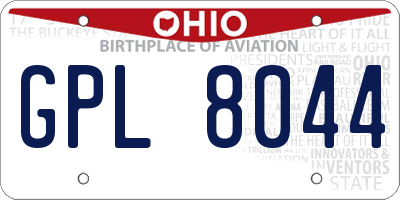 OH license plate GPL8044