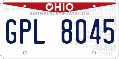 OH license plate GPL8045
