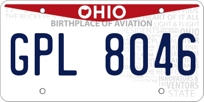 OH license plate GPL8046