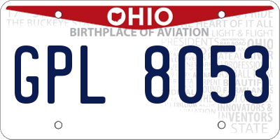 OH license plate GPL8053