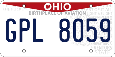 OH license plate GPL8059