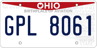 OH license plate GPL8061