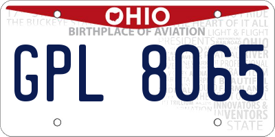 OH license plate GPL8065