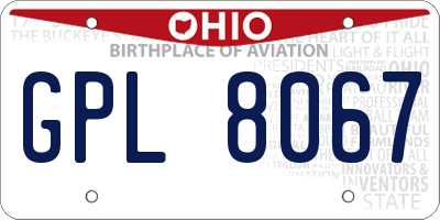 OH license plate GPL8067