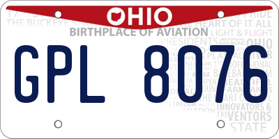 OH license plate GPL8076
