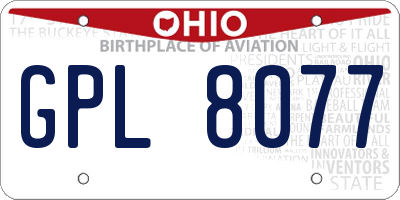 OH license plate GPL8077