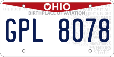 OH license plate GPL8078