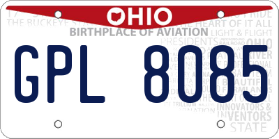 OH license plate GPL8085