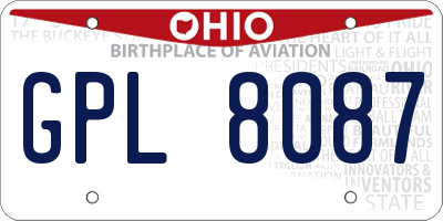 OH license plate GPL8087
