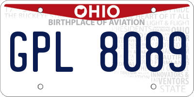 OH license plate GPL8089