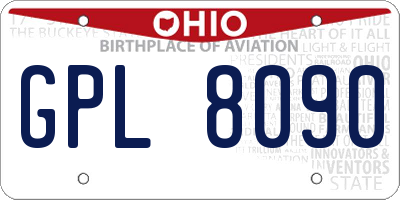 OH license plate GPL8090