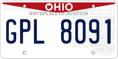 OH license plate GPL8091