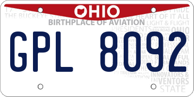 OH license plate GPL8092