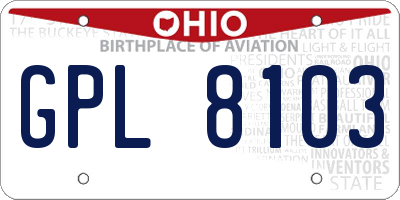 OH license plate GPL8103