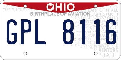 OH license plate GPL8116