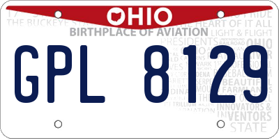 OH license plate GPL8129