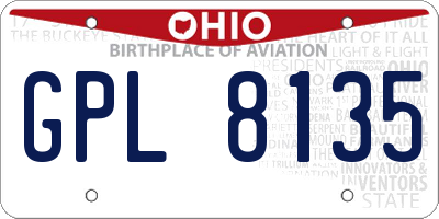OH license plate GPL8135