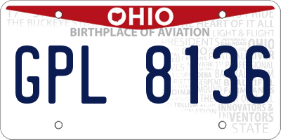 OH license plate GPL8136