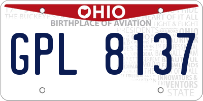 OH license plate GPL8137
