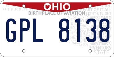 OH license plate GPL8138