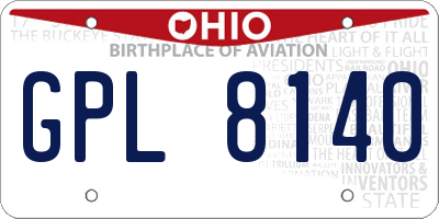 OH license plate GPL8140