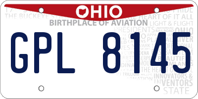 OH license plate GPL8145