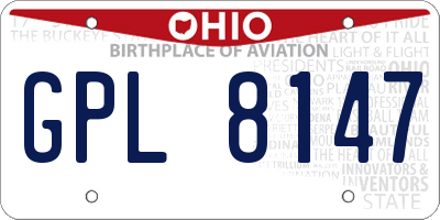 OH license plate GPL8147