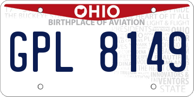OH license plate GPL8149