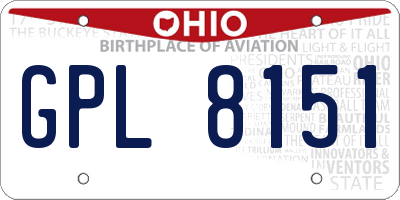 OH license plate GPL8151