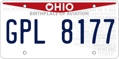 OH license plate GPL8177