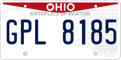 OH license plate GPL8185