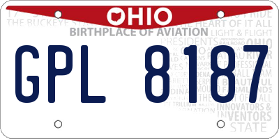 OH license plate GPL8187
