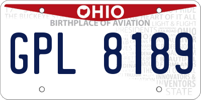 OH license plate GPL8189