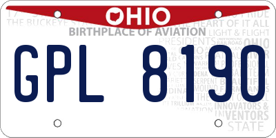 OH license plate GPL8190