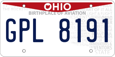 OH license plate GPL8191