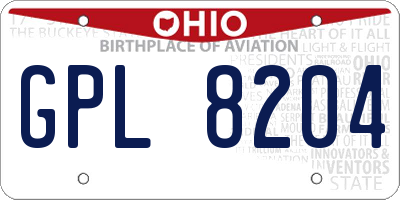 OH license plate GPL8204