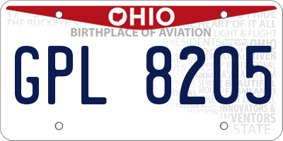OH license plate GPL8205
