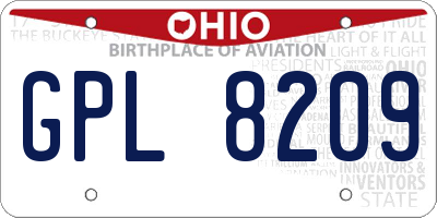 OH license plate GPL8209
